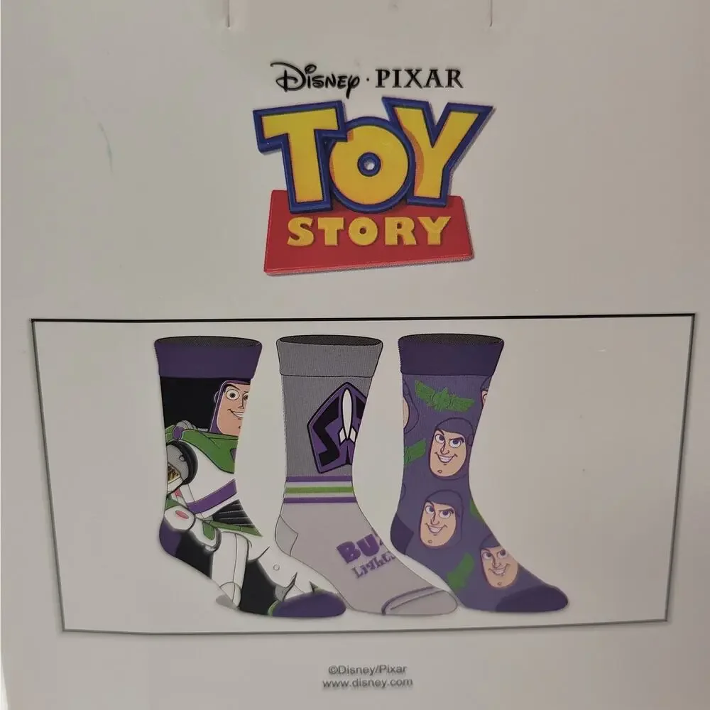 Disney Pixar Toy Story Buzz Lightyear Crew Socks - 3 Pack